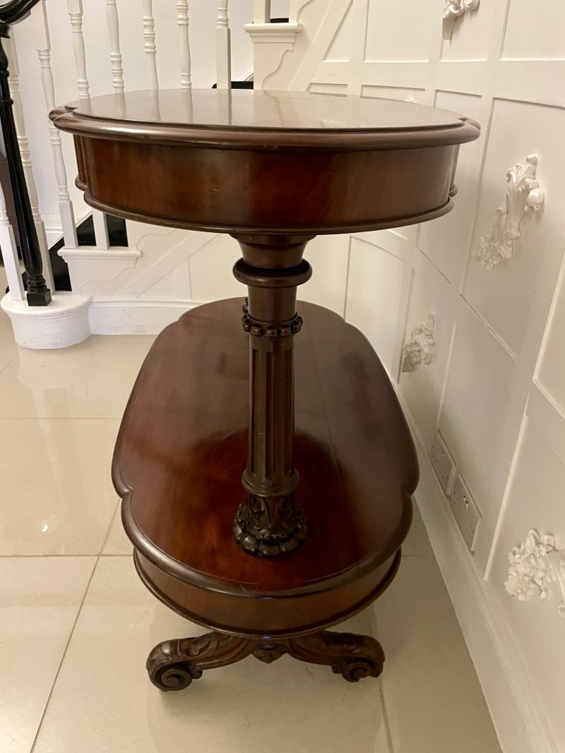 Large Antique Mahogany Oval Shaped Freestanding Serving/Console Table - Image 7